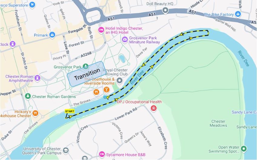 1500m swim route